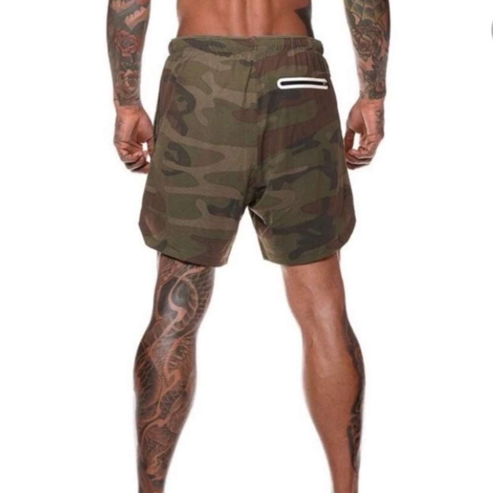 Men’s Camo Gym Shorts w Detailed Pockets